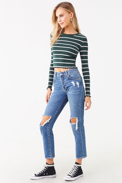 ❄️❄️ÁO THUN TAY DÀI KẺ SỌC F21