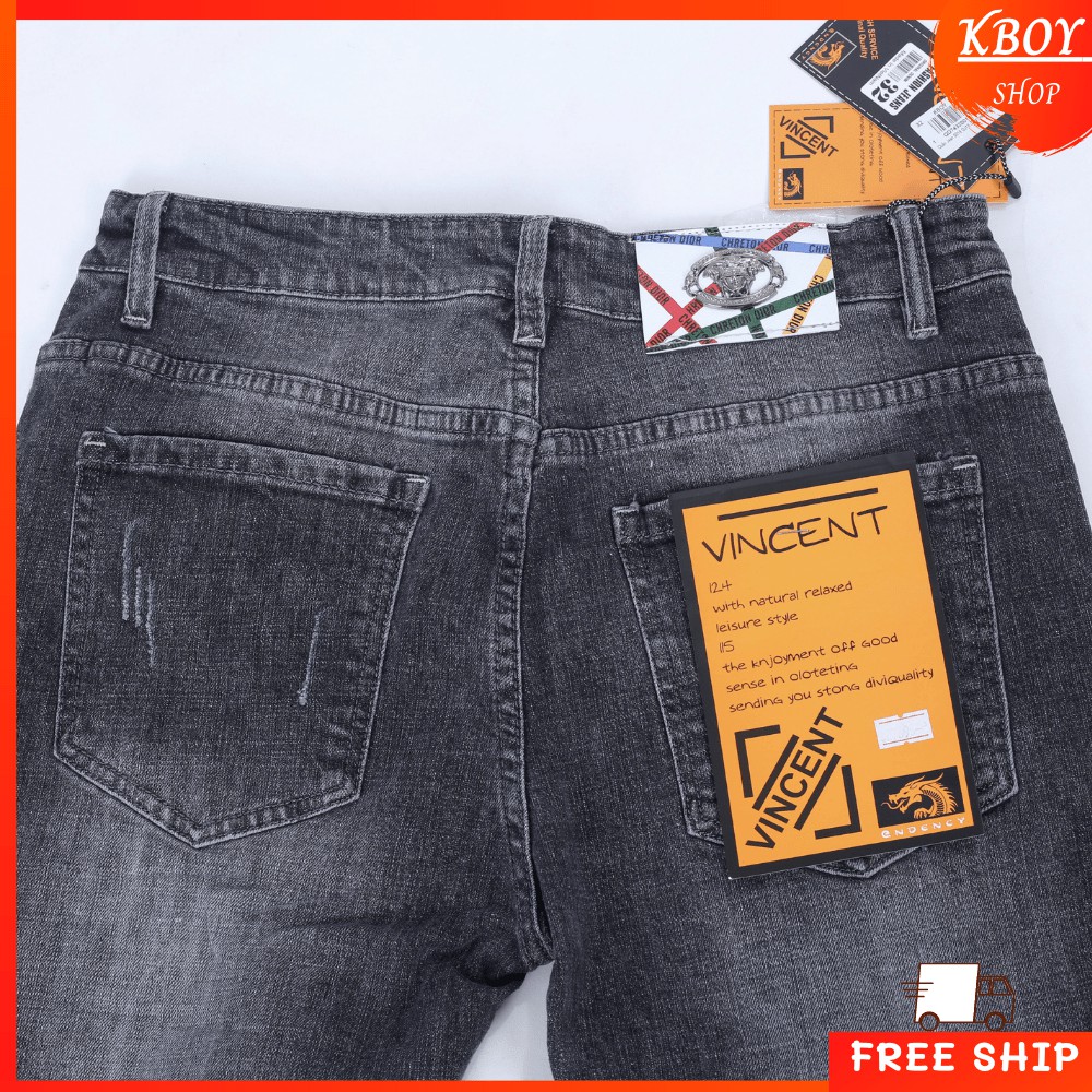Quần jeans nam rách gối nhẹ xám đậm ống ôm chất bò cao cấp vải mềm mịn hợp dáng - QJ18 | BigBuy360 - bigbuy360.vn