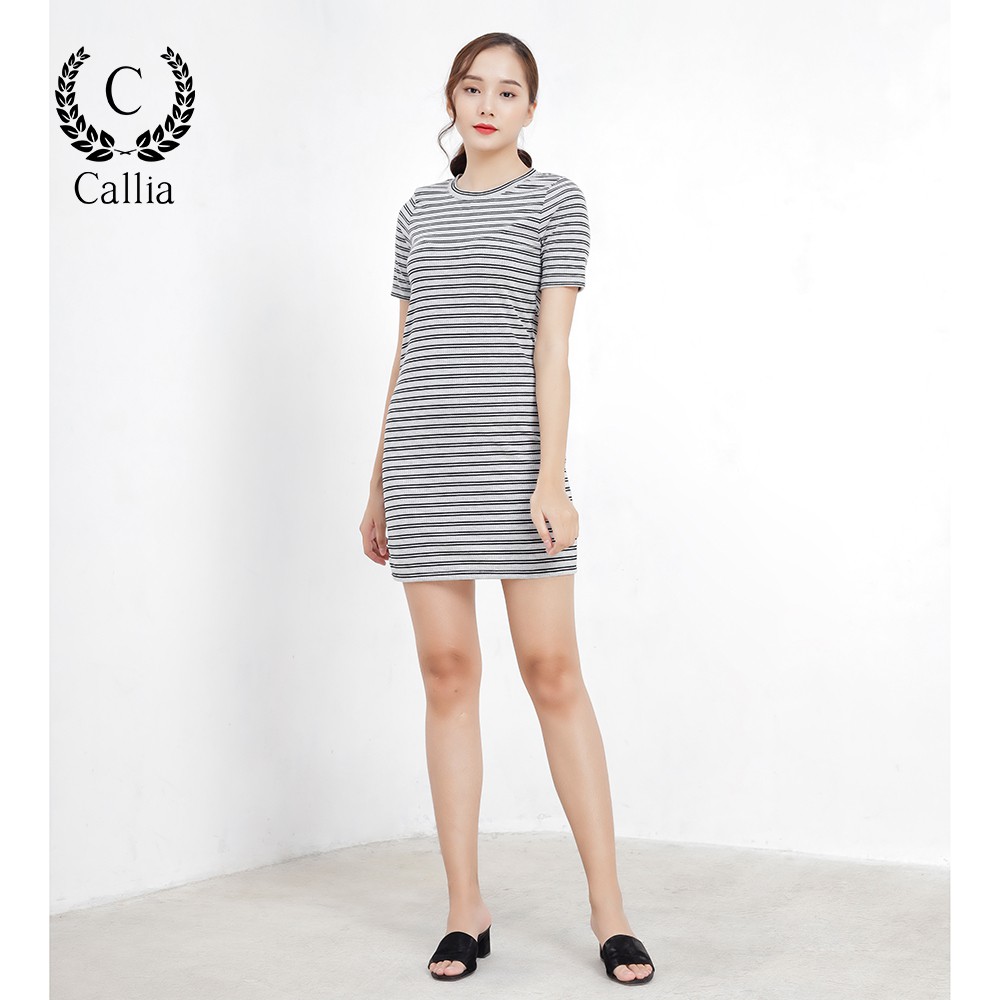[Mã FASHIONMALLT4 giảm 15% đơn 150k] Đầm thun nữ Callia Viva cổ tròn (Xanh/Xám)