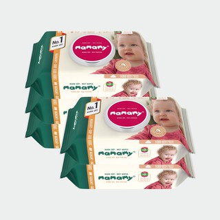 Bộ 5 bịch Khăn giấy ướt trẻ em Mamamy có nắp không mùi 100 tờ