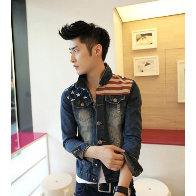 Jacket Men Cotton Jean Military Jacket New Coat Kẻ ngoài của Denim Jacket