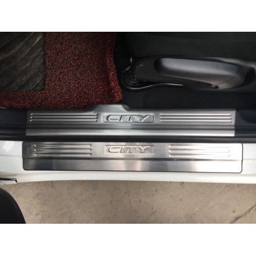 Ốp bậc cửa, nẹp bước chân trong, ngoài xe Honda City 2015 - 2021, 2022, 2023,2024 chất liệu inox
