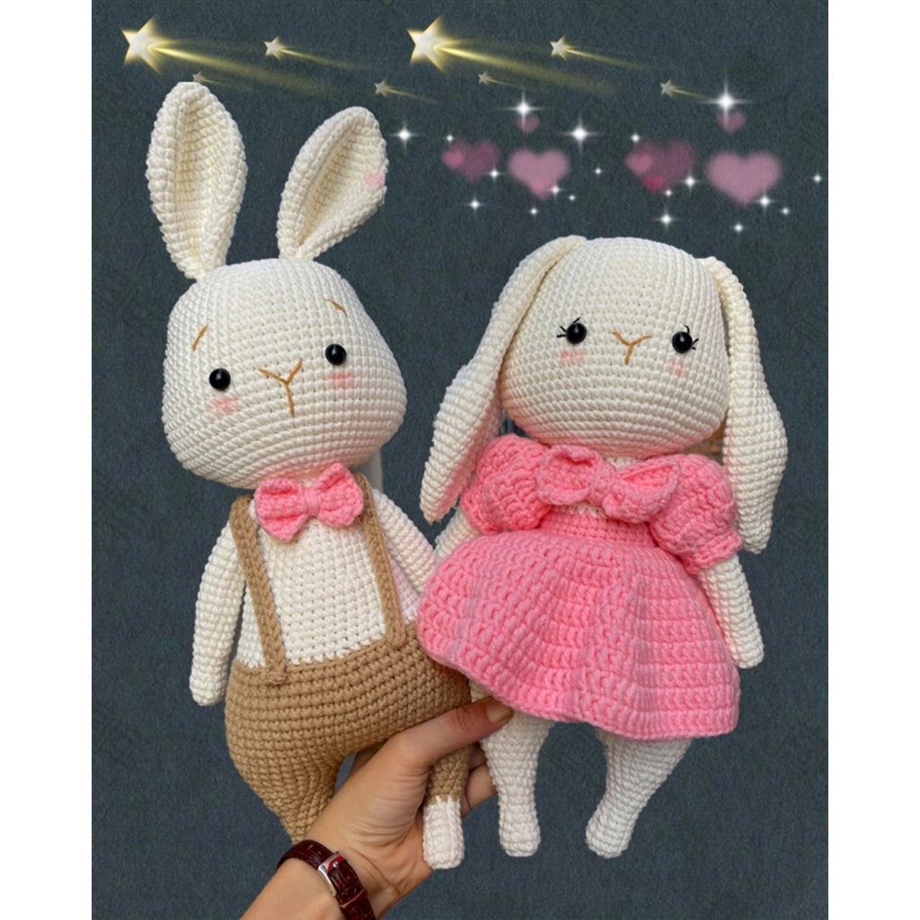 Thỏ Rabbit - DIY Gói Nguyên Liệu Móc Len - Quà Tặng Handmade Tự Làm