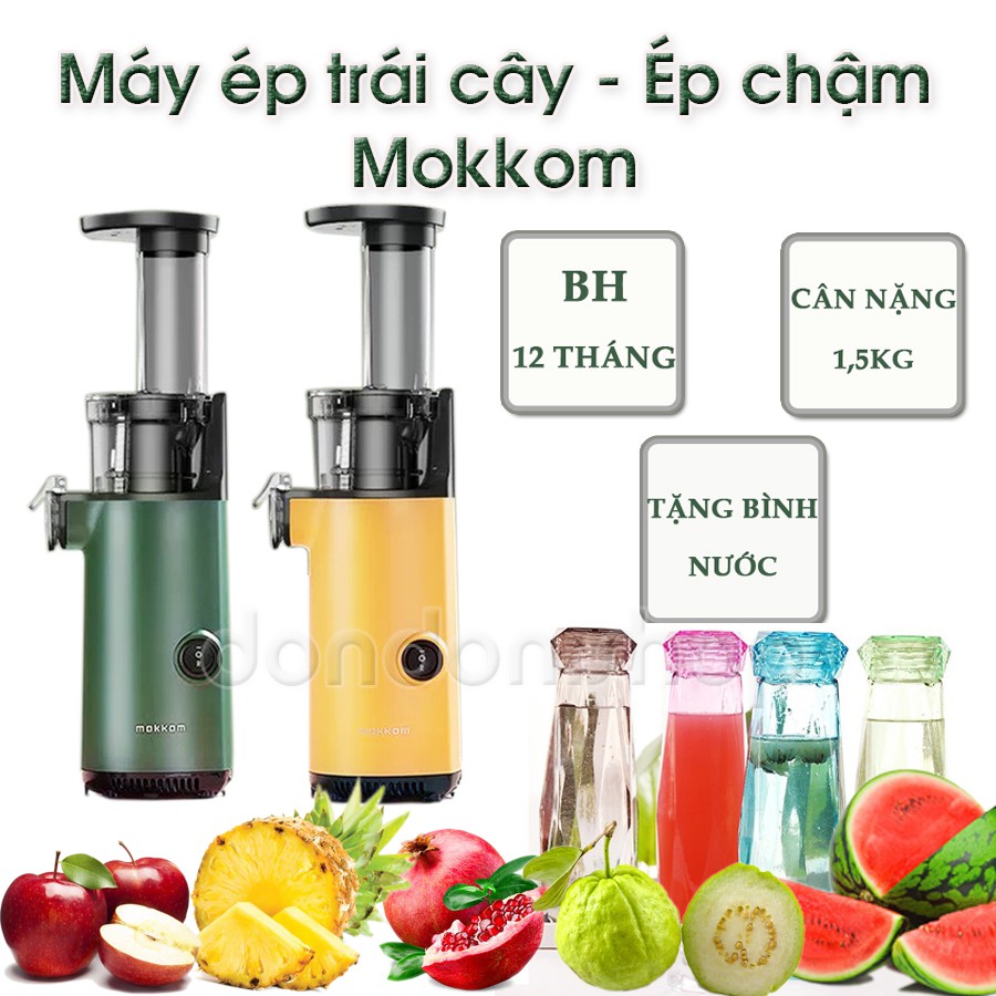 Máy Ép Trái Cây - Máy Ép Chậm Mokkom, Siêu Kiệt Bã BẢO HÀNH 12 THÁNG