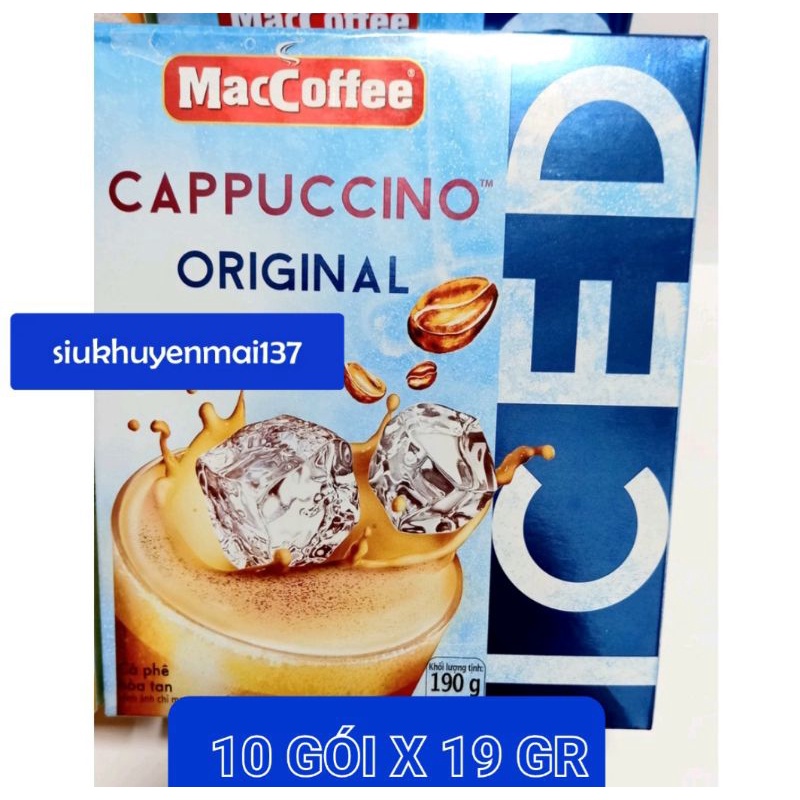 10 gói X19 gr maccoffee capppuccino truyền thống hsd:3/2023