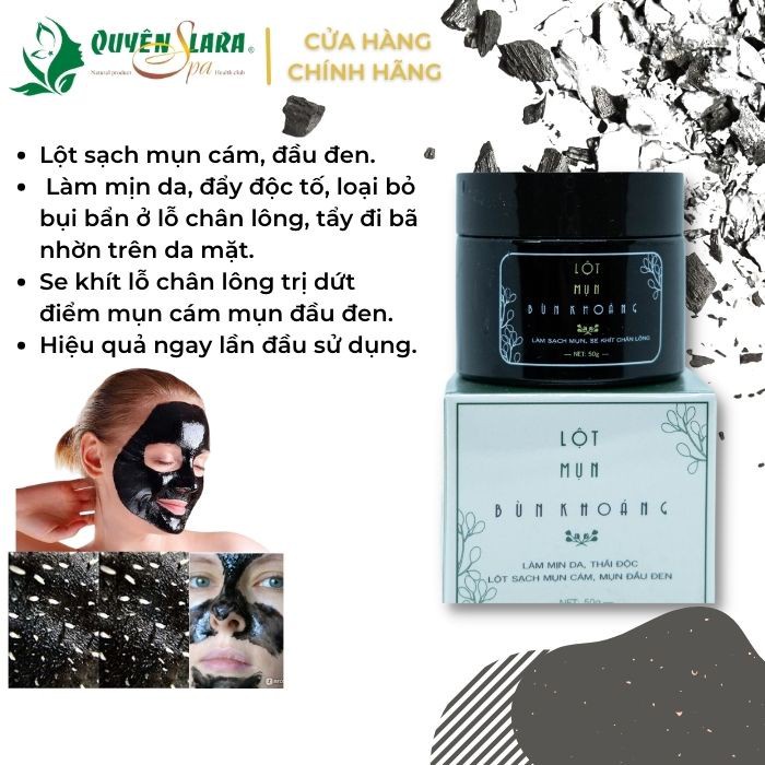 Lột Mụn Đầu Đen Bùn Khoáng Quyên Lara,Lột Sạch Mụn Cám, Đầu Đen Làm Sáng,Sạch Da Hiệu Quả Ngay Sau Lần Sử Dụng Đầu TIên