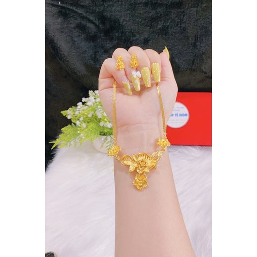 set 1 đôi bông hoa mai 1 dây chuyền hoa mai mạ vàng 24 mẫu mới về