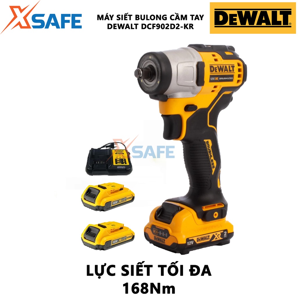 Máy siết bu lông cầm tay DEWALT DCF902D2-KR Máy vặn bulong dùng pin hiệu thế pin 12V, động cơ không chổi than