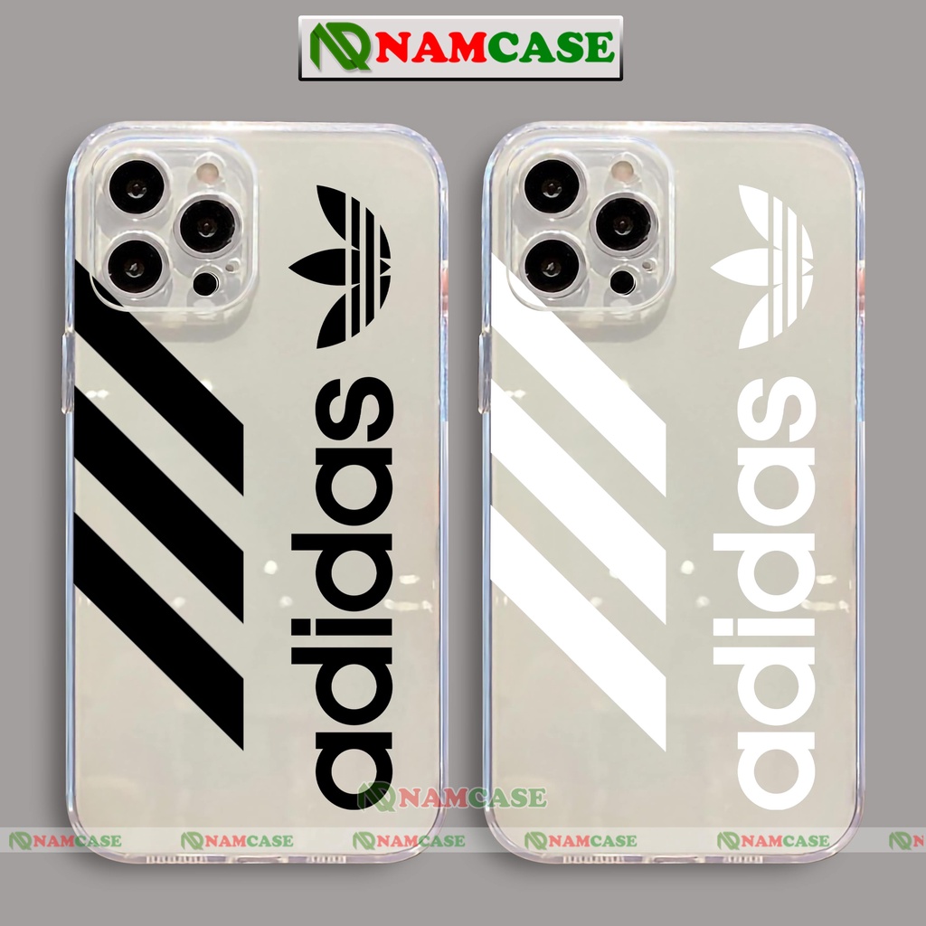 Ốp lưng iPhone Adidas chống sốc cạnh vuông Silicon trong suốt bảo vệ camera cho 6/6s/7/8/X/XS/11/12/13/14 Pro Plus Max