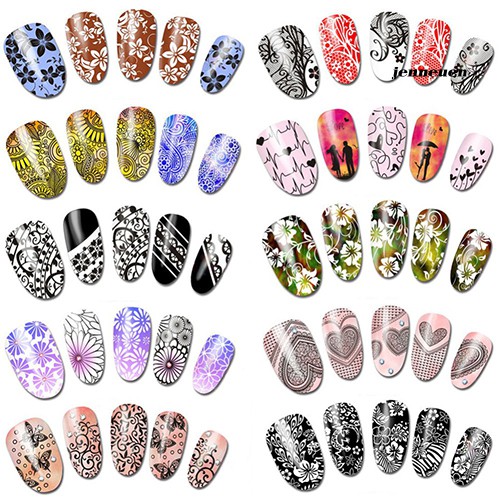 [Hàng mới về] Set 48 tờ sticker dán trang trí móng chuyển nước