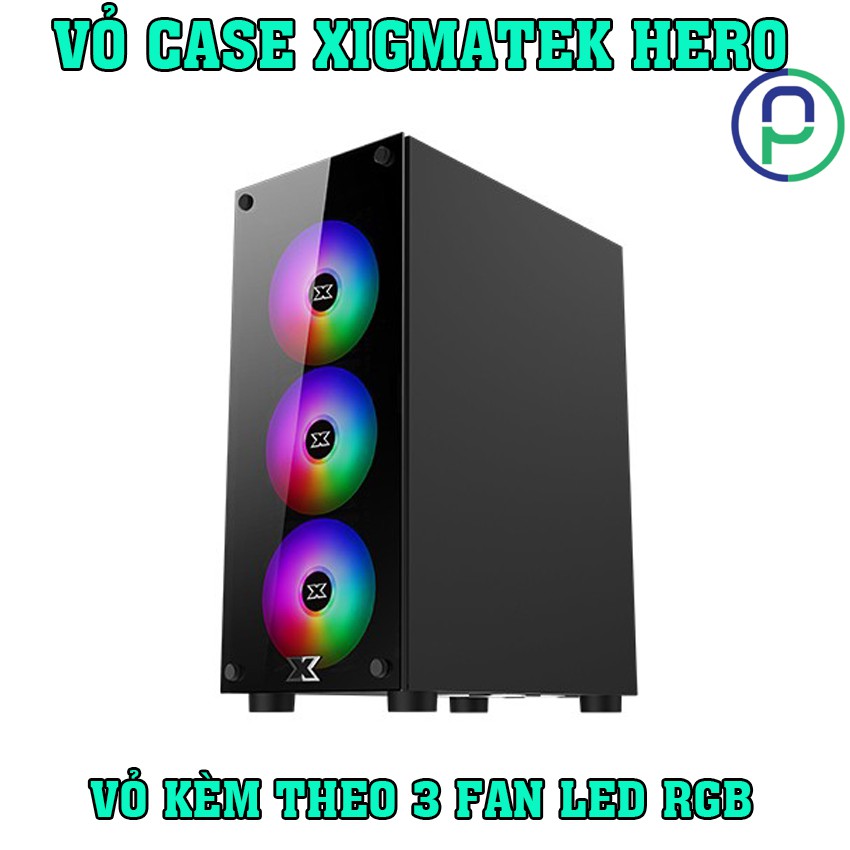Vỏ Case Xigmatek Hero Fom ATX KÈM 5 Fan Led RGB Màu Siêu Đẹp Chính Hãng Full Box