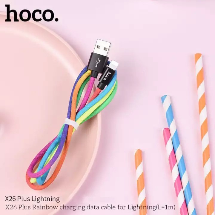 Cáp sạc Hoco X26 Plus Sạc nhanh 3A MAX, dây sạc bọc dù chống rối cho điện thoại $ máy tính bảng Lightning &amp; Micro đa sắc