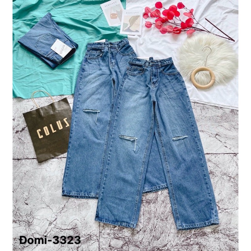 Quần Baggy Nữ Quần Baggy Jean Nữ Lưng Cao Rách Kiểu. Quần Jean Nữ Size Nhỏ Ms3323