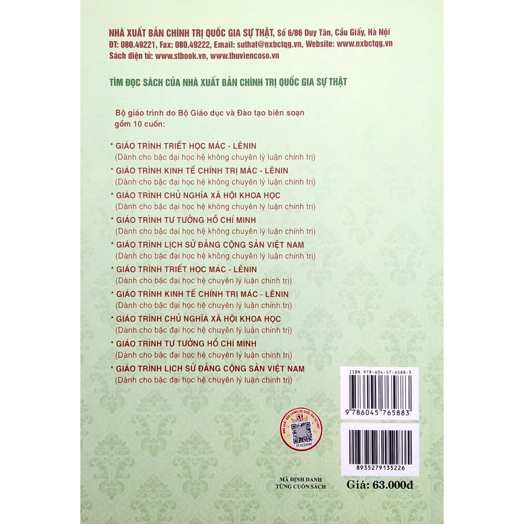 Sách Giáo Trình Kinh Tế Chính Trị Mác - Lênin