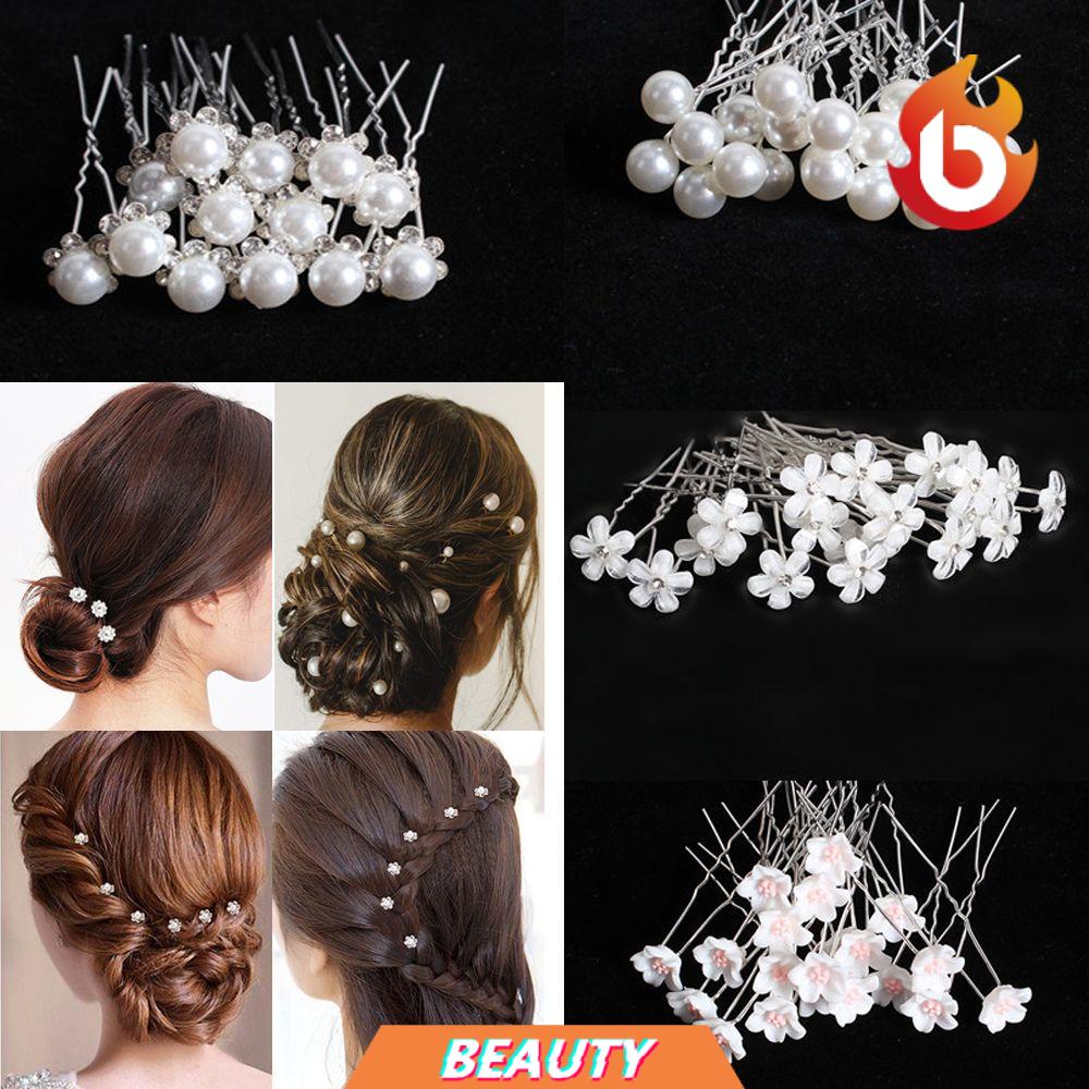 Set 20 Trâm Cài Tóc Cô Dâu Đính Hoa|Kẹp Tóc|Kẹp Tóc Chữ U Đính Ngọc Trai