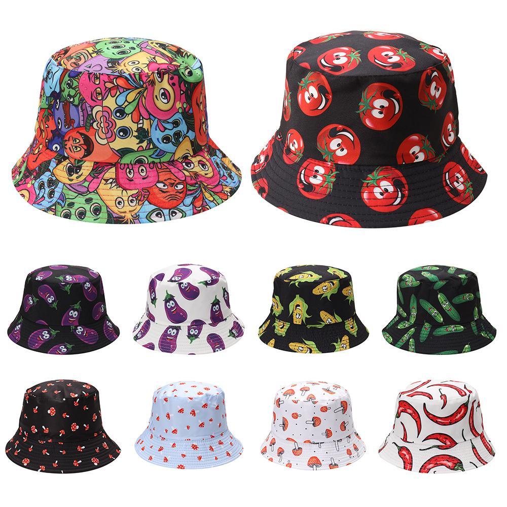 ORIENTLII Mũ Bucket Chống Nắng In Họa Tiết Rau Củ Thời Trang Mùa Hè Cho Nam Và Nữ