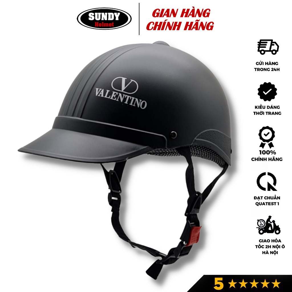 Mũ bảo hiểm nửa đầu lưỡi trai thời trang SUNDY Helmets, chơi thể thao freesize (55-59cm) cá tính, tem hình độc đáo