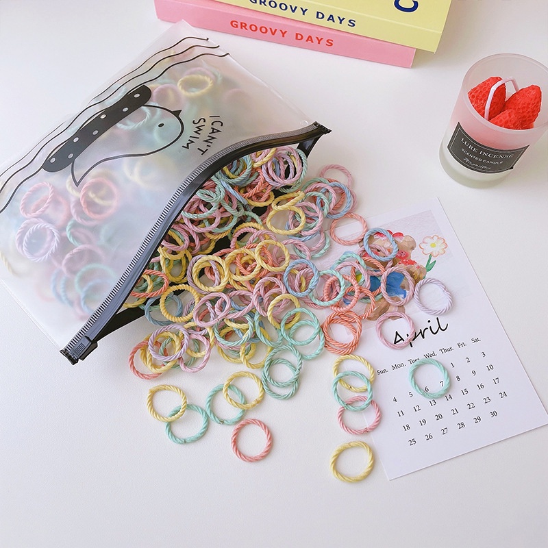 Set 100 Dây Thun Cột Tóc Co Giãn Dễ Thương Cho Bé