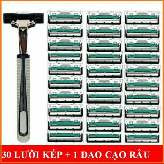 30 lưỡi dao cạo râu và 1 cạo râu kèm 1 túyt bọt cạo
