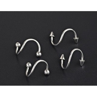 Bông tai khuyên tai cá tính 1 bên uốn lượn đầu tròn nhọn Độc lạ