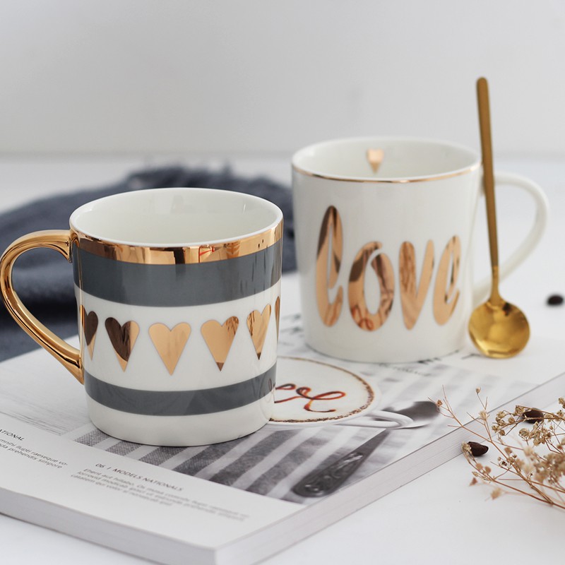 Cốc sứ trái tim - love cho cặp đôi, dễ thương, trang trí đẹp mắt, chất lượng cao