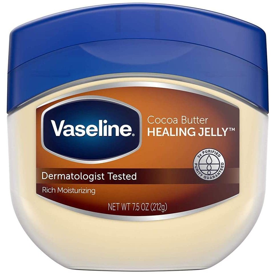 Gel dưỡng ẩm, xoa vết thương & bôi trơn... đa năng Vaseline Petroleum Jelly Cocoa Butter 212g (Mỹ)