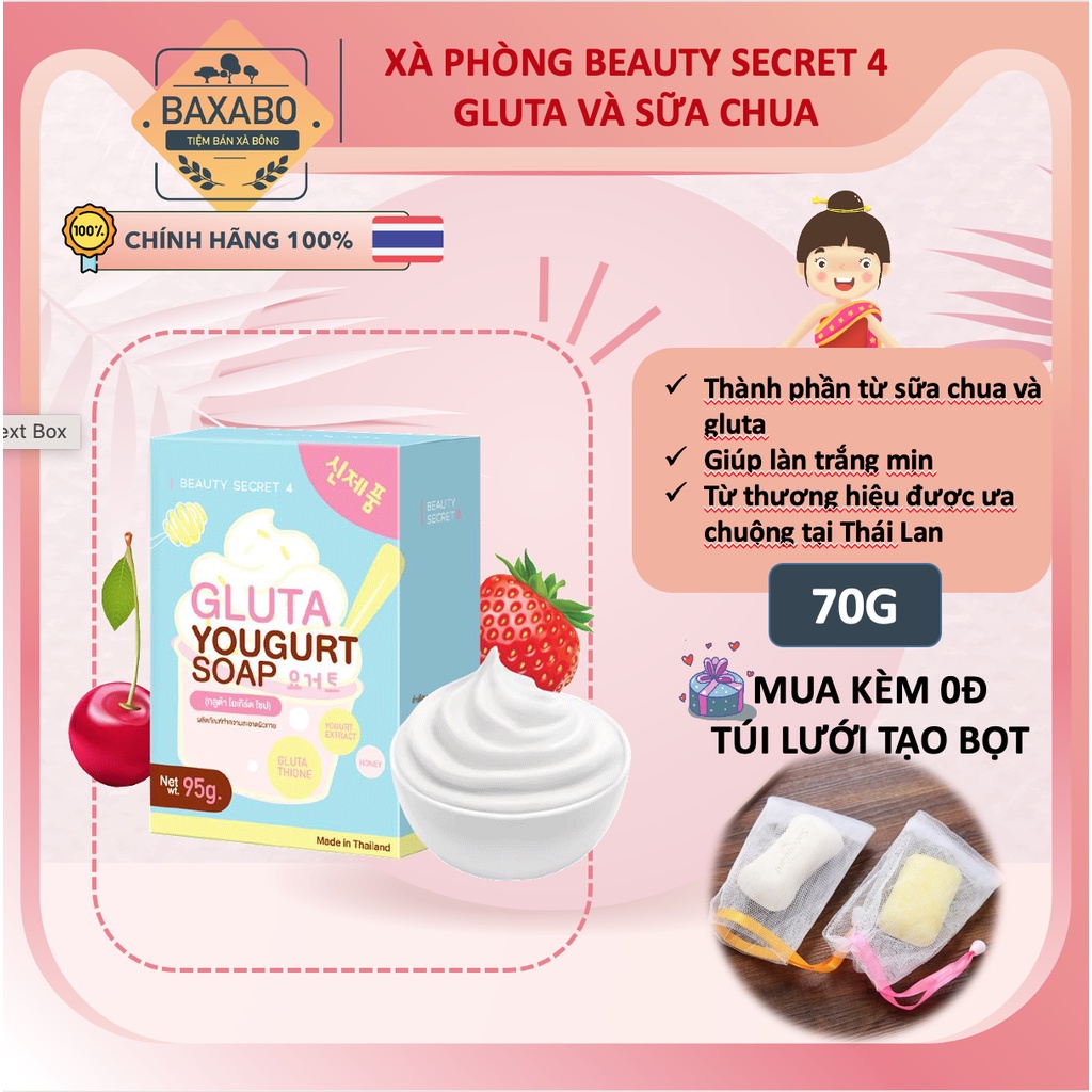 XÀ PHÒNG SỮA CHUA TRẮNG DA BEAUTY SECRET 4 - XÀ PHÒNG TRẮNG DA NỘI ĐỊA THÁI LAN 70GR - HÀNG CHÍNH HÃNG