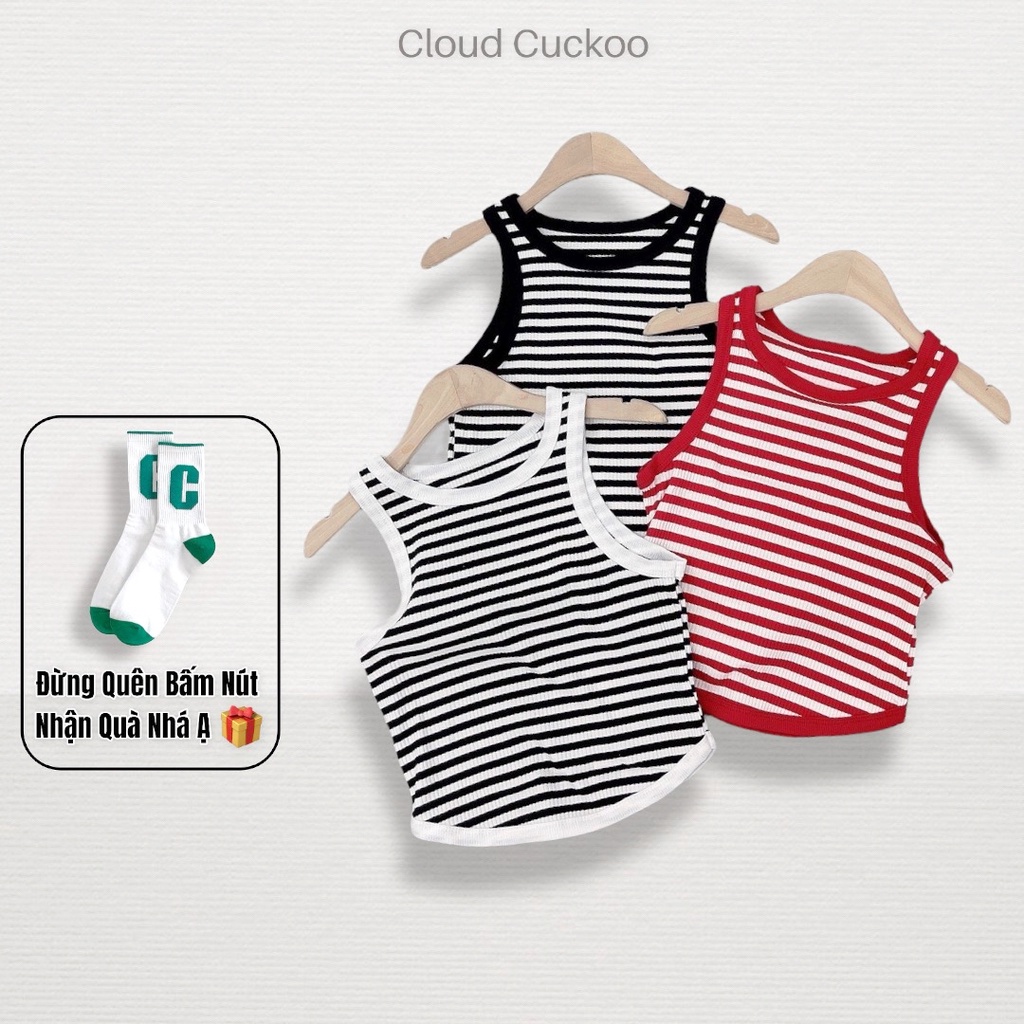 Áo Sát Nách Croptop Ba Lỗ Kẻ Phong Cách Hàn Quốc Chất Thun Gân Tăm Siêu Co Giãn - Mã Số: SN2106