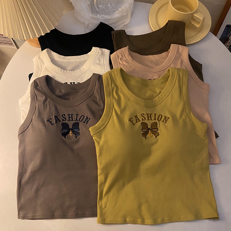 Áo Ống Thể Thao Thắt Nơ Sau Lưng Thêu Họa Tiết Thời Trang Mùa Thu Dành Cho Nữ