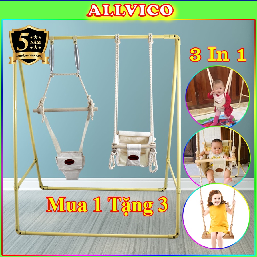 Xích đu nhún nhảy ( Cao Cấp ), xích đu cho bé 3 In 1 + Tặng thảm lót TPE Cao cấp bảo vệ chân bé