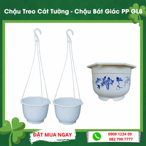 Combo 5 Chậu treo cát tường trơn lớn (19cm X chiều cao 13cm) - Green City