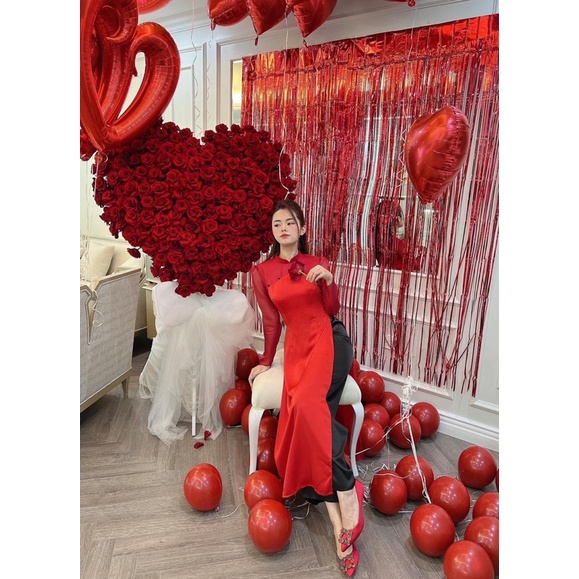 Áo dài cách tân vai bồng hiện đại tinh tế sang chảnh Hà Nhiên