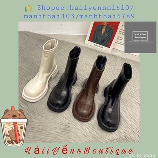 Order boots trơn khoá sau gót phong cách hàn quốc