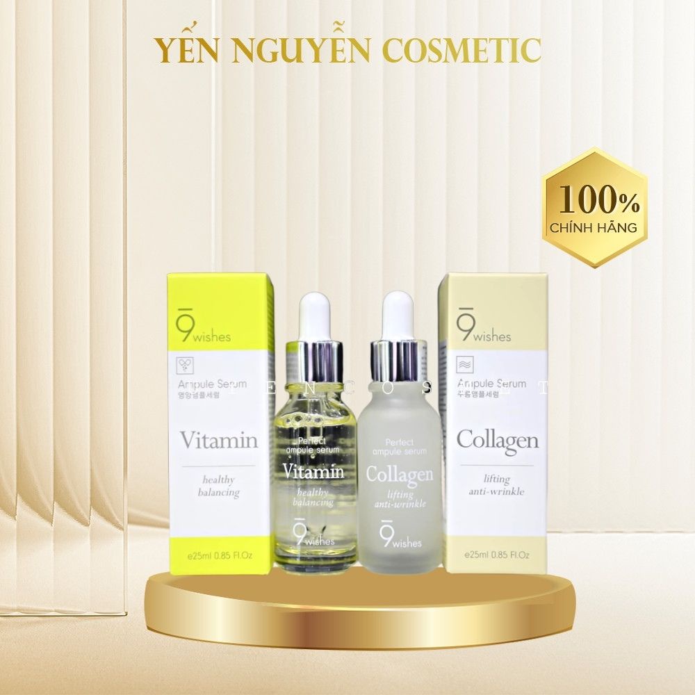 [2 Loại] Serum 9Wishes Collagen & Vitamin 25ml - Dưỡng Ẩm, Trẻ Hóa Da, Sáng Da, Mờ Nhăn