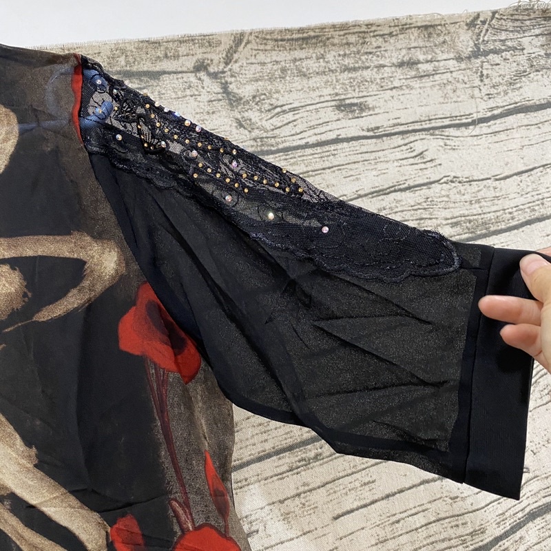 Áo voan nữ tay phối ren