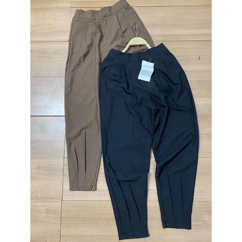 Quần baggy tây nữ bo gấu khéo khoá