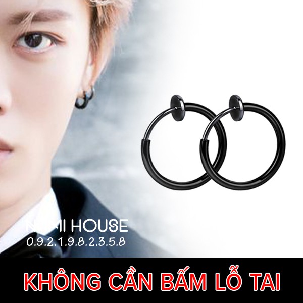Bông tai nam nữ khoen tròn kẹp vành tai loại hàng tốt (không cần bấm lỗ tai) - namimi house