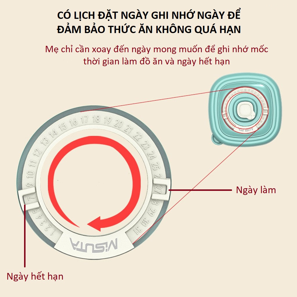 Hộp trữ đồ ăn dặm cho bé Misuta dùng được trong lò vi sóng AD246