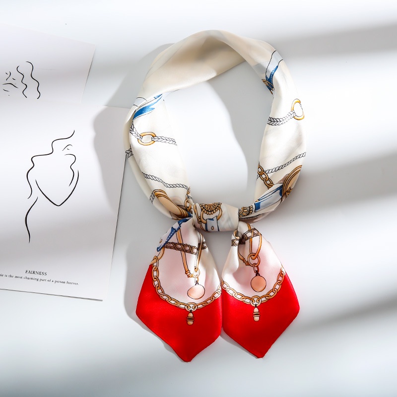 Khăn Choàng Cổ Hình Vuông Vải Lụa Mỏng Dáng Dài Phong Cách Hàn Quốc Thời Trang Thu Đông Cho Nữ