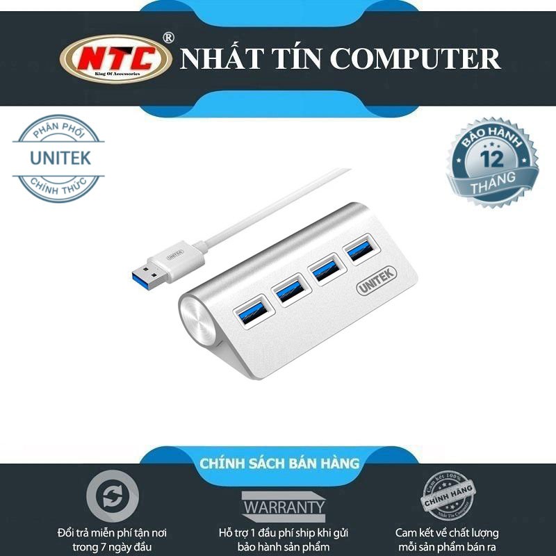 HUB chia USB 3.0 Unitek Y-3186 ra 4 cổng USB-hỗ trợ tốc độ lên đến 5Gbps