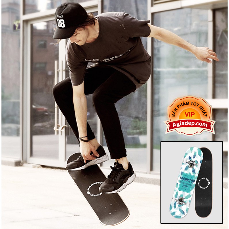 Ván trượt chuyên nghiệp - dành cho thanh thiếu niên - Skateboard Marktop + Bộ bảo vệ chân tay (Bản UK)