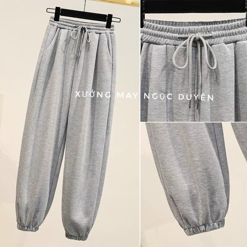 Quần jogger nữ ống rộng cạp thun chun có dây rút bo gấu - Quần nỉ nữ dáng boom chất da cá mặc ở nhà đi học thể dục gym | BigBuy360 - bigbuy360.vn