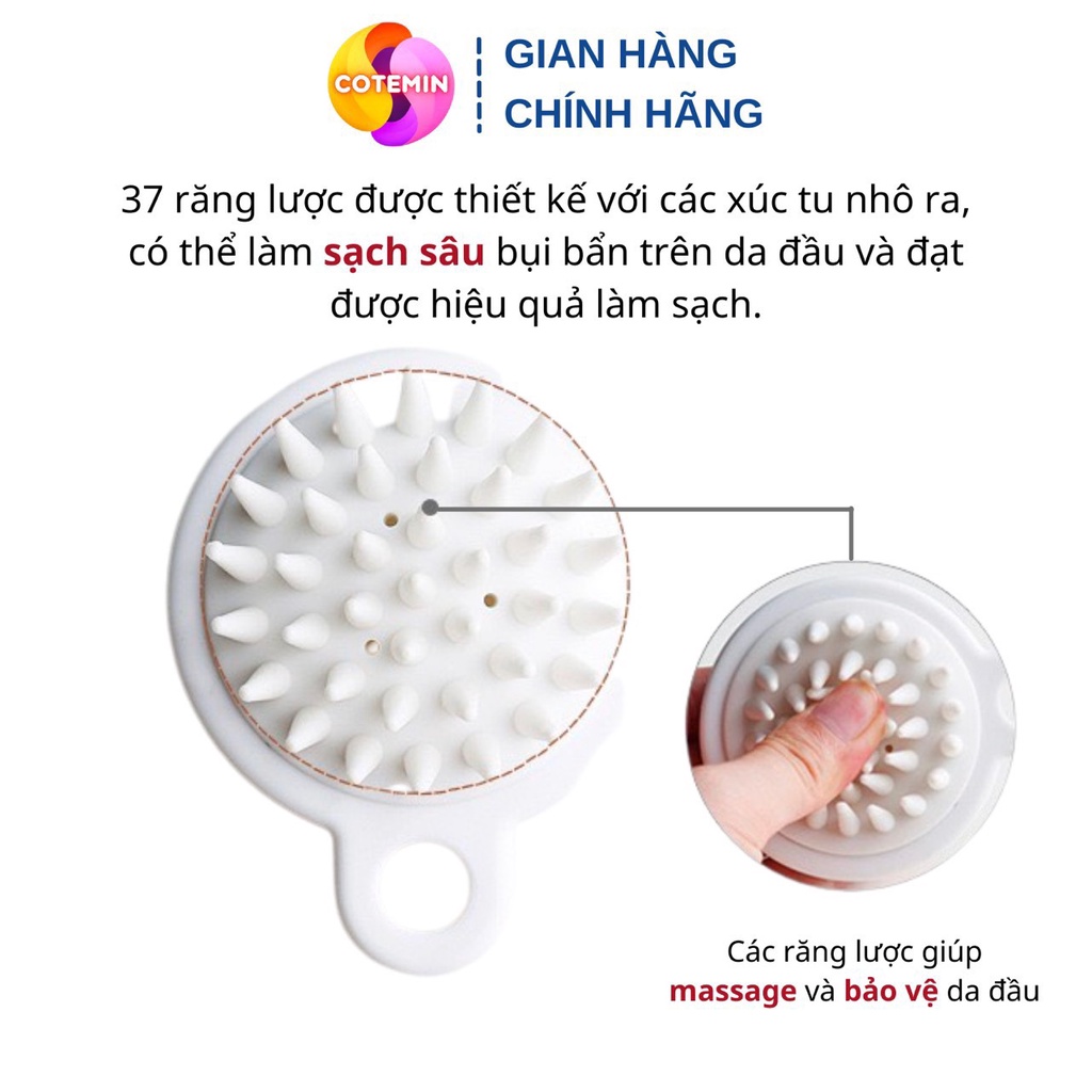 Lược Gội Đầu Muji Silicon Nhật Massage Đầu Giảm Stress Ngừa Rụng tóc Kích Thích Mọc Tóc Có Hộp COTEMIN