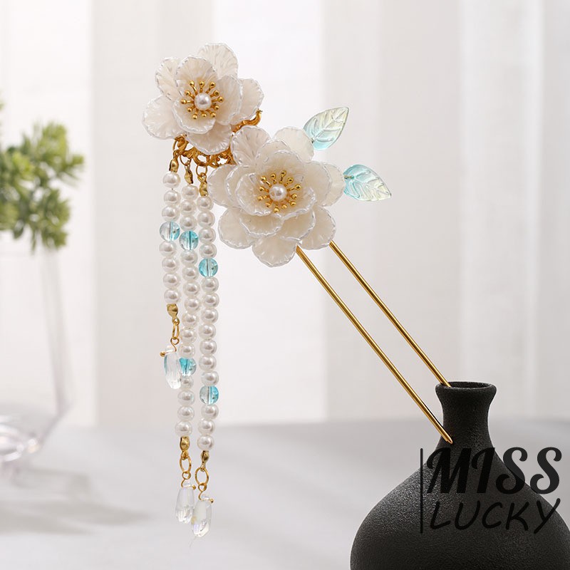 Trâm Cài Tóc Hình Hoa Đính Ngọc Trai Thanh Lịch Cho Nữ