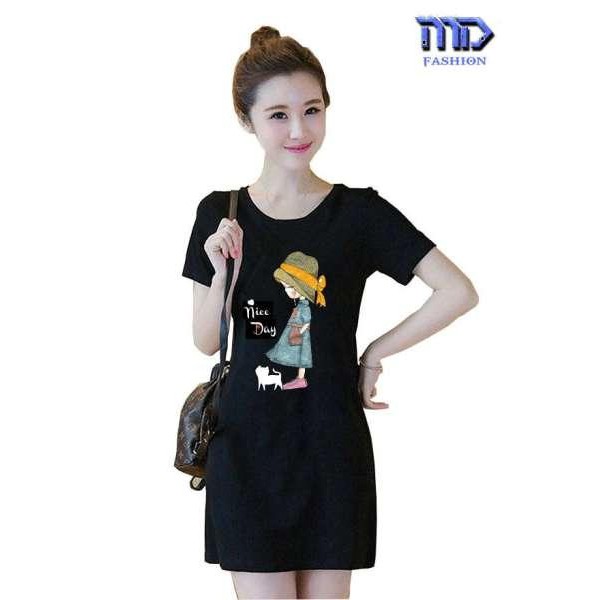 Đầm suông in hình hoạt hình thời trang nữ 0027