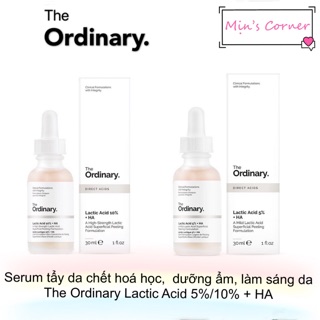 (Sẵn-Đủ bill) Serum The Ordinary Lactic Acid 5% / 10% + HA tẩy da chết hoá học, dưỡng ẩm và làm sáng da.