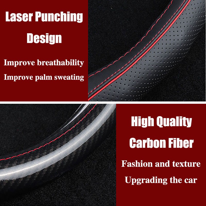 TOYOTA Vỏ Bọc Vô Lăng Xe Hơi Bằng Da Sợi Carbon Cho Alphard Avanza Altis Camry Hilux Fortuner Vios Innova Corolla Chr