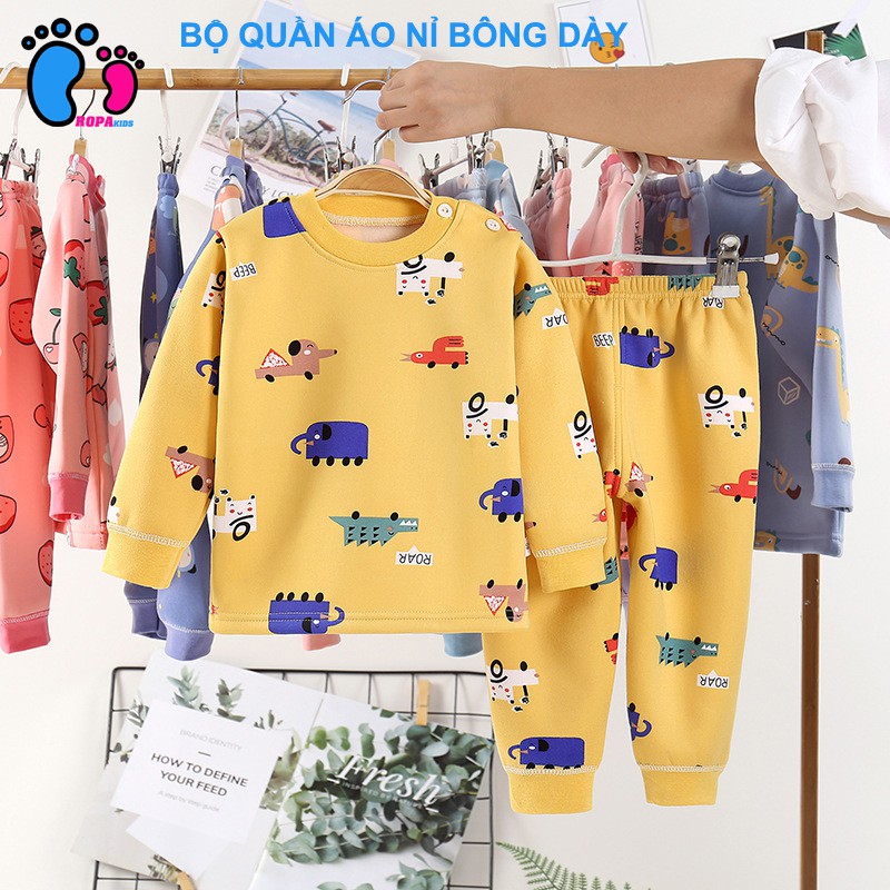 Set quần áo cho bé trai, bé gái chất liệu Cotton cao cấp, Bộ quần áo thu đông cho bé hàng Quảng Châu cao cấp BT01