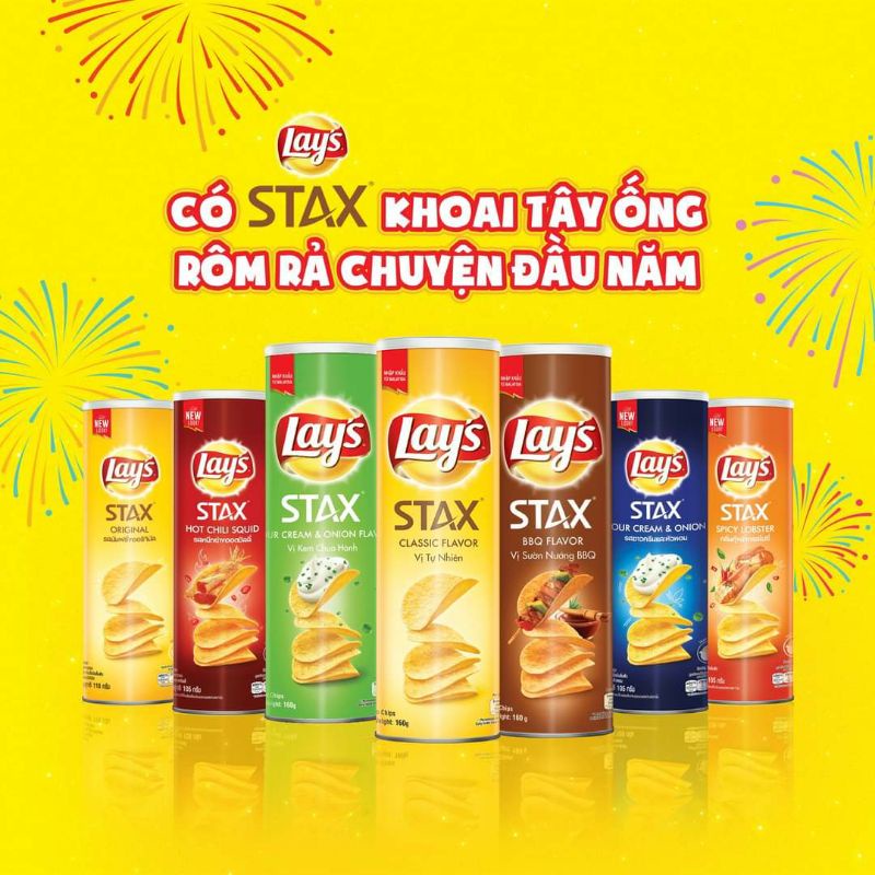 0Khoai tây ống Lays stax 165g