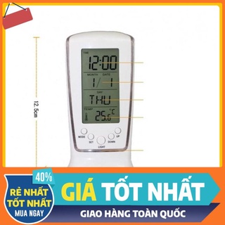 💖GIÁ SỈ💖 Đồng hồ để bàn nhiệt kế, thiết kế sang trọng, thanh lịch, có đèn Led màu xanh tinh tế 4939